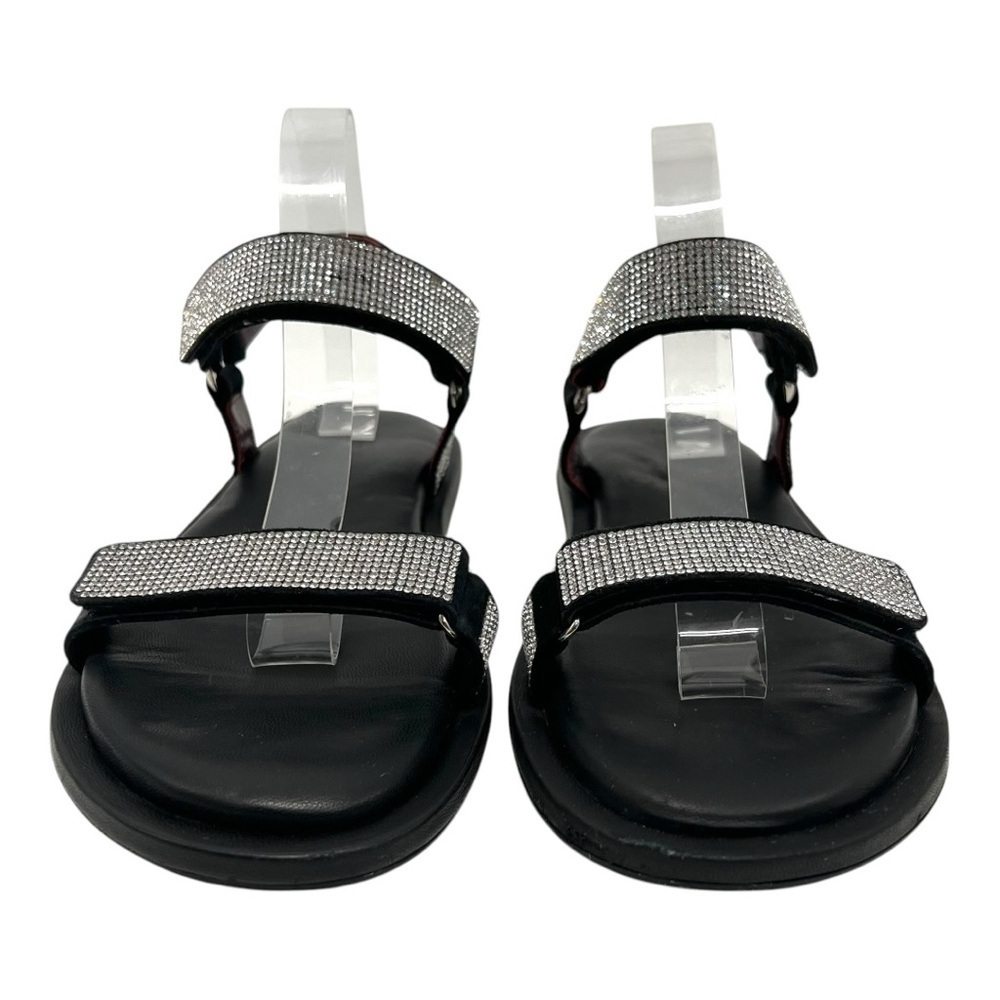 Staud Betty Rhinestone Black Leather Sporty Outdoor Sandals Womens 40 - Picture 4 of 14